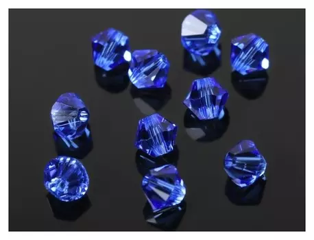 Бусина Swaгovski, 4мм, биконус, сапфир, 1О шт