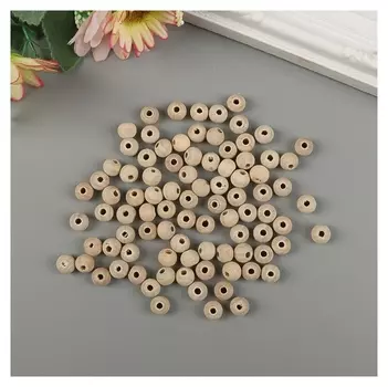 Бусины деревянные D=8 мм (Набор 15 гр) без покрытия