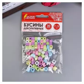 Бусины для творчества " №1", 7-12 мм, 30г., 6 цветов