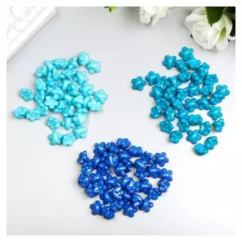 Бусины для творчества "Цветы", 10 мм, 30 грамм, бирюзовые, светло-голубые, голубые