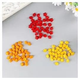 Бусины для творчества "Цветы", 10 мм, 30 грамм, оранжевые, золотые, красные