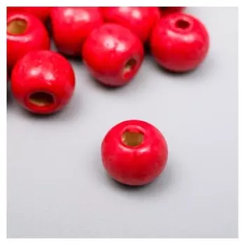 Бусины для творчества дерево "Красные" набор 30 гр 1х1 см