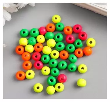 Бусины для творчества дерево "Шарики цветные неон" набор 50 гр D=0,8 см