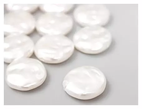 Бусины для творчества пластик "Круглый плоский жемчуг" набор 10 шт 1,6х1,6х0,5 см