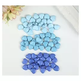 Бусины для творчества "Сердце", 10 мм, 30 грамм, бирюзовые, светло-голубые, синие