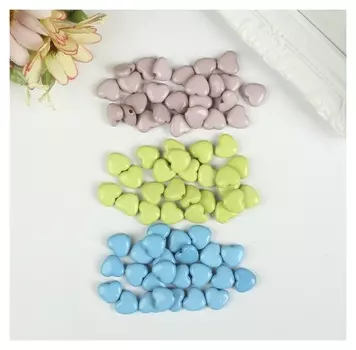 Бусины для творчества "Сердце", 10 мм, 30 грамм, серые, голубые, салатовые