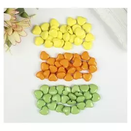 Бусины для творчества "Сердце", 10 мм, 30 грамм, желтые, оранжевые, зеленые