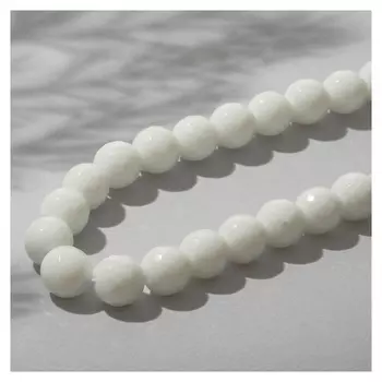 Бусины на нити №10 "Агат белый", 36см