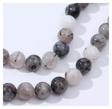 Бусины на нити шар №10 "Агат волосатик"