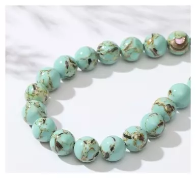 Бусины на нити шар №10 "Варисцит", цвет бирюзовый