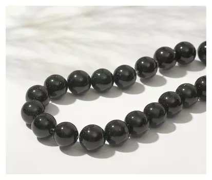 Бусины на нити шар №12 "Авантюрин зелёный"