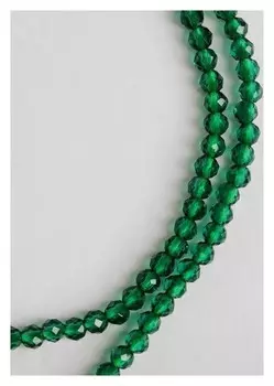 Бусины на нити шар №2 гранёный "Шпинель", цвет зелёный, 36см