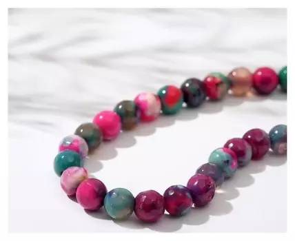 Бусины на нити шар №6 гранёный "Агат", разноцветный