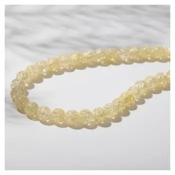 Бусины на нити шар №6 "Кварц сахарный", цвет жёлтый, 38см