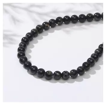 Бусины на нити шар №6 "Варисцит", цвет серый