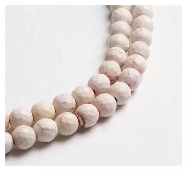 Бусины на нити шар №8 гранёный "Кахолонг" (48 бусин)