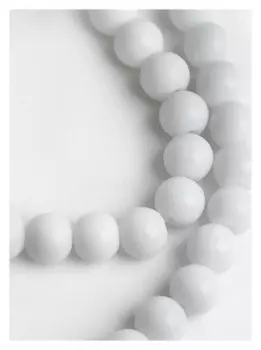 Бусины на нити шар №8 "Стекло" (40бусин), цвет белый