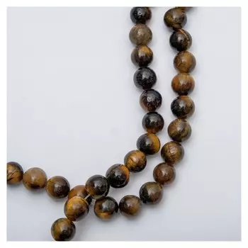 Бусины на нити шар №8 "Тигровый глаз" (47 бусин)