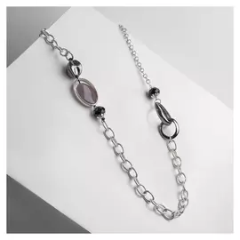 Бусы "Афро" овалы с бусинами, цвет чёрный в серебре, L=70 см