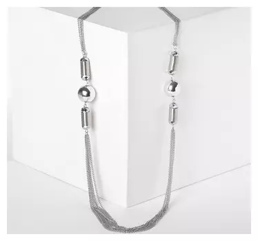 Бусы "Безумие" шары, цвет серебро, L=70