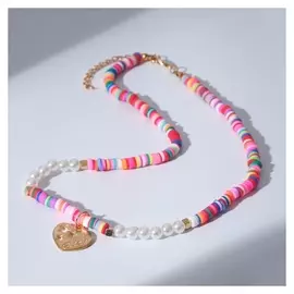 Бусы "Бисер" сердечко, цветной в золоте