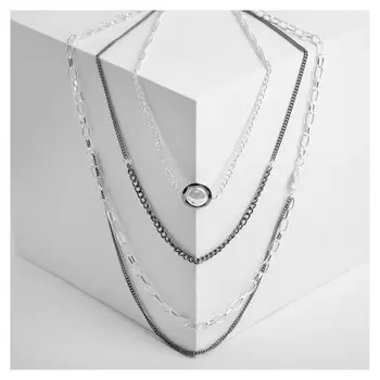 Бусы "Цепь" круглая жемчужина в огранке, цвет белый в серебре, 60см