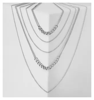 Бусы "Цепь" разные, цвет серебро, L=50 см