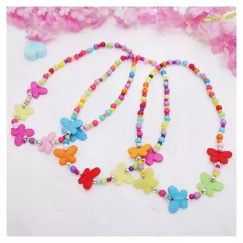 Бусы детские "Выбражулька" бабочки матовые, цветные