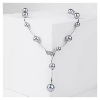 Бусы "Флёр" шарики, цвет серый в серебре, длина регулируемая, №12, бусины №16, №20