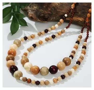 Бусы ручная работа, деревянные "Ирина", длина 80см