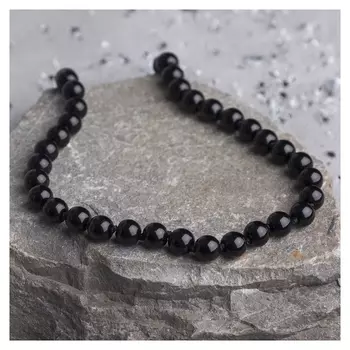 Бусы шар №10 "Агат чёрный", 45см