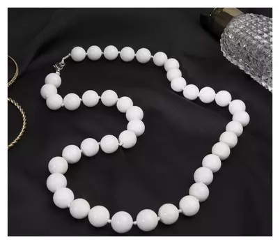 Бусы шар №12 через узел "Агат белый", 60см