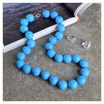 Бусы шар №18 через узел "Бирюза", 56 см