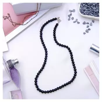 Бусы шар №6 "Агат чёрный", 45см