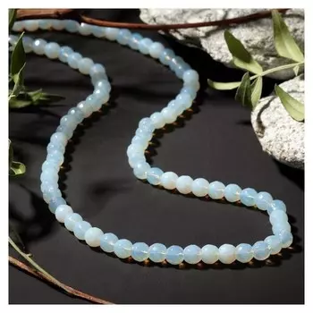 Бусы шар №6, гранёный "Лунный камень", 48см