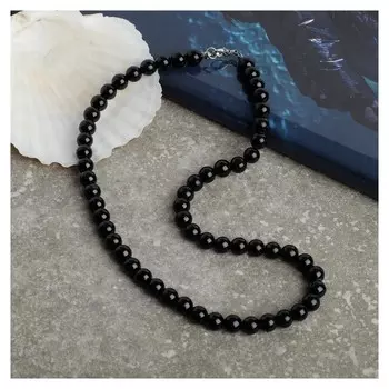 Бусы шар №8 "Агат чёрный", 44см