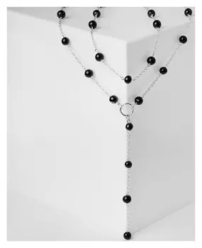 Бусы шар №8 "Агат чёрный" галстук