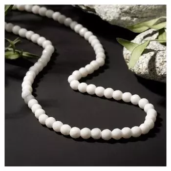 Бусы шар гранёный №6 "Агат белый", 48см