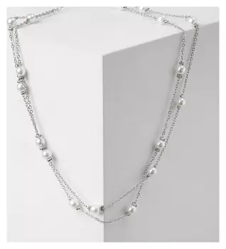 Бусы "Жемчужный мир" тонкие нити, цвет белый в серебре, длина 54см