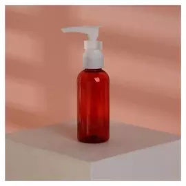 Бутылочка для хранения, с дозатором, 60 мл, цвет красный/белый