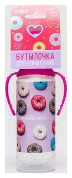 Бутылочка для кормления «Пончики», 250 мл цилиндр, с ручками