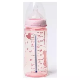 Бутылочка Fc+, 300 мл., с инд. темпер., ортодон.соска, от 0 мес., медленный поток, "Зайчик"