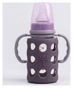 Бутылочка в силиконовом чехле, стекло, 120 мл., для девочки