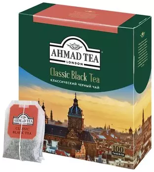Чай Ahmad "Classic Black Tea", черный, 100 пакетиков с ярлычками по 2 г, 1665-08
