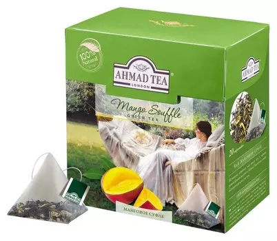 Чай Ahmad Tea манговое суфле зеленый пирамидки 20штx1,8г 1400