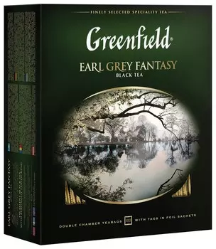 Чай Greenfield (Гринфилд) "Earl Grey Fantasy", черный с бергамотом, 100 пакетиков в конвертах по 2 г, 0584-09
