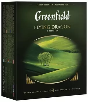 Чай Greenfield (Гринфилд) "Flying Dragon", зеленый, 100 пакетиков в конвертах по 2 г, 0585