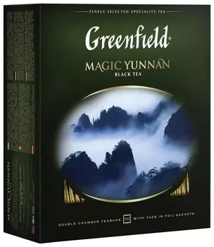 Чай Greenfield (Гринфилд) "Magic Yunnan" ("волшебный юньнань"), черный, 100 пакетиков в конвертах по 2 г, 0583-09