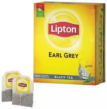 Чай Lipton (Липтон) "Earl Grey", черный, 100 пакетиков с ярлычками по 2 г, 67106269