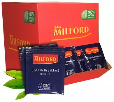 Чай Milford "English Breakfast", черный, 200 пакетиков в конвертах по 1,75 г, 6990 РК